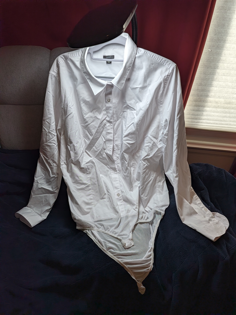 Uniqlo White Long-Sleeve Button-Front Shirt Bodysuit